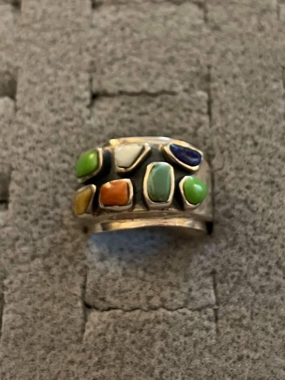 NEW Sterling Silver Ring Size 6 Multi Stone Wide Hippie Boho Anthropologie $148